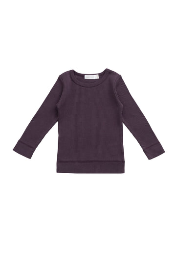 Organic Cotton Modal Marina Long Sleeve Top - Blackberry Childrens Top from Jamie Kay NZ