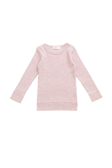 Organic Cotton Modal Marina Long Sleeve Top - Chalk Marle Childrens Top from Jamie Kay NZ