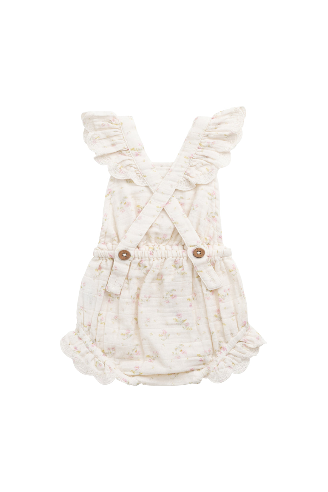 Organic Cotton Muslin Luciana Playsuit - Emelia Pink Childrens Playsuit from Jamie Kay NZ