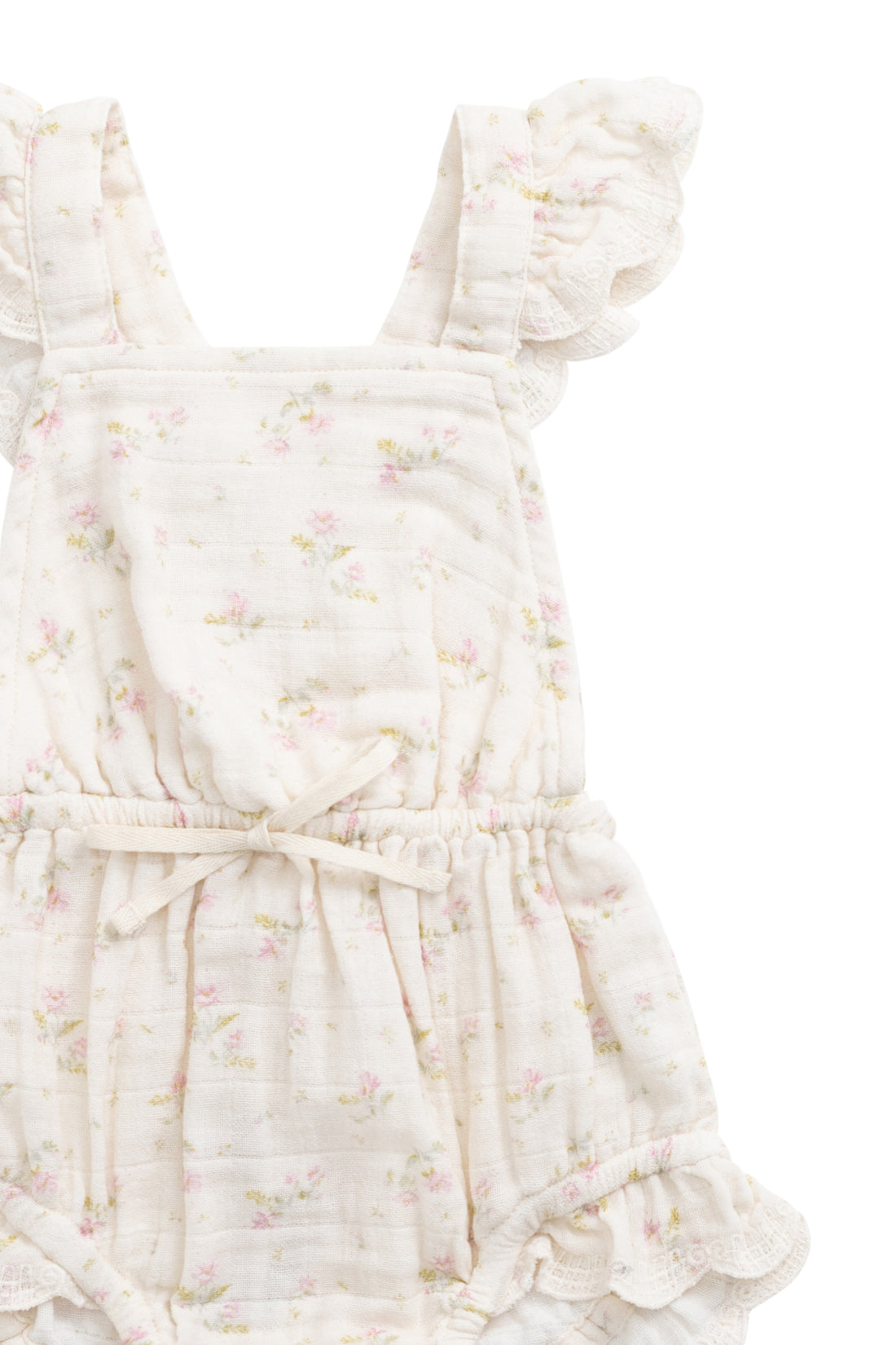 Organic Cotton Muslin Luciana Playsuit - Emelia Pink Childrens Playsuit from Jamie Kay NZ