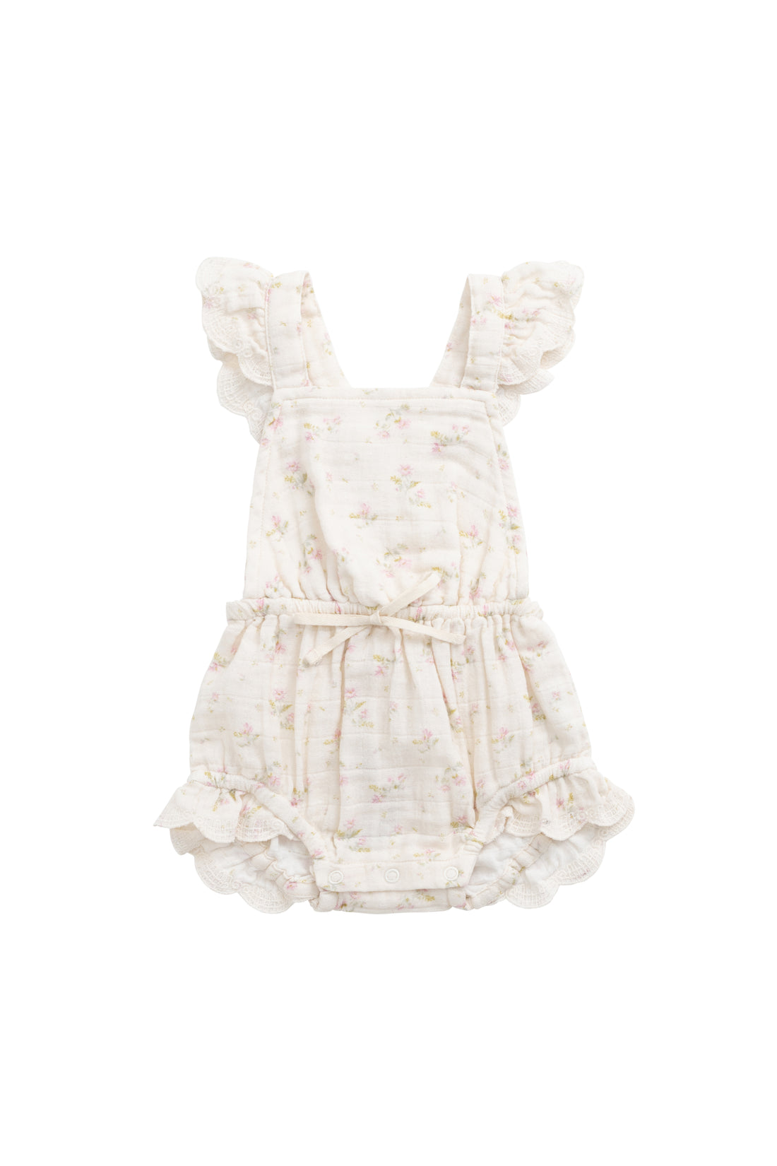 Organic Cotton Muslin Luciana Playsuit - Emelia Pink Childrens Playsuit from Jamie Kay NZ