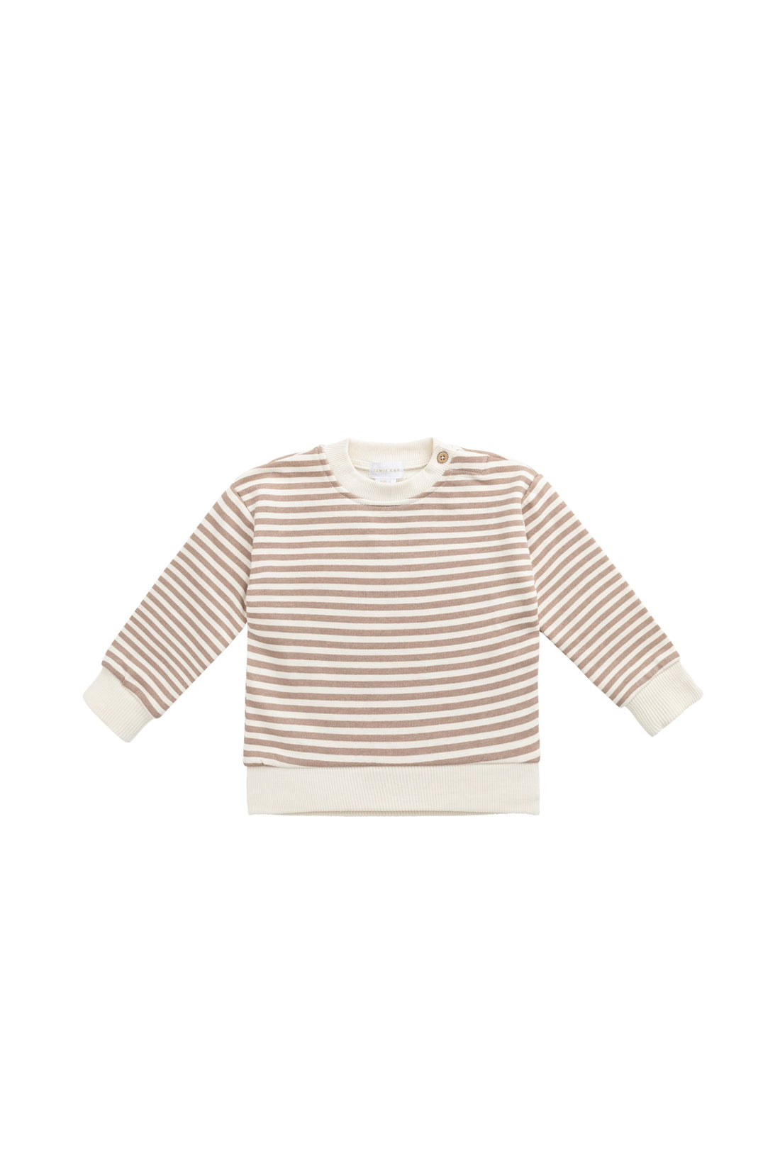 Organic Cotton Peyton Sweatshirt - Standard Stripe Carven Clay/Cloud Childrens Top from Jamie Kay NZ