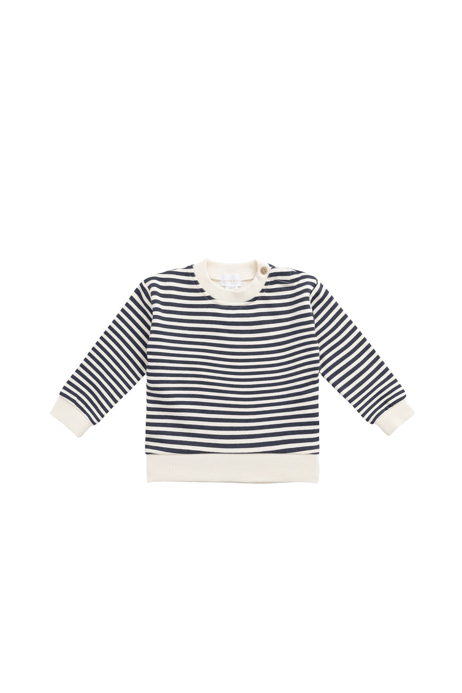Organic Cotton Peyton Sweatshirt - Slim Stripe Charter/Cloud Childrens Top from Jamie Kay NZ