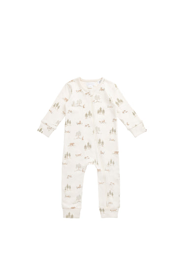 Organic Cotton Reese Zip Onepiece - Pine Forest Friends Childrens Onepiece from Jamie Kay NZ
