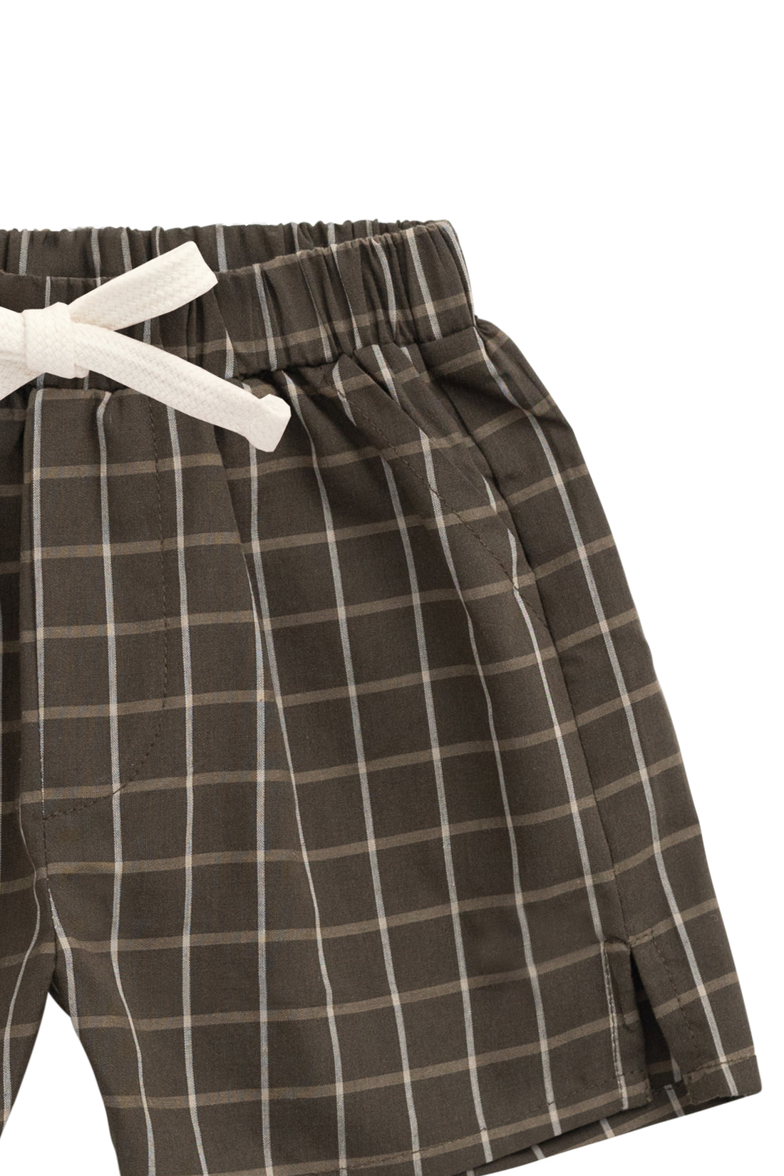 Organic Cotton Silas Short - Variegated Grid Tarmac Childrens Short from Jamie Kay NZ