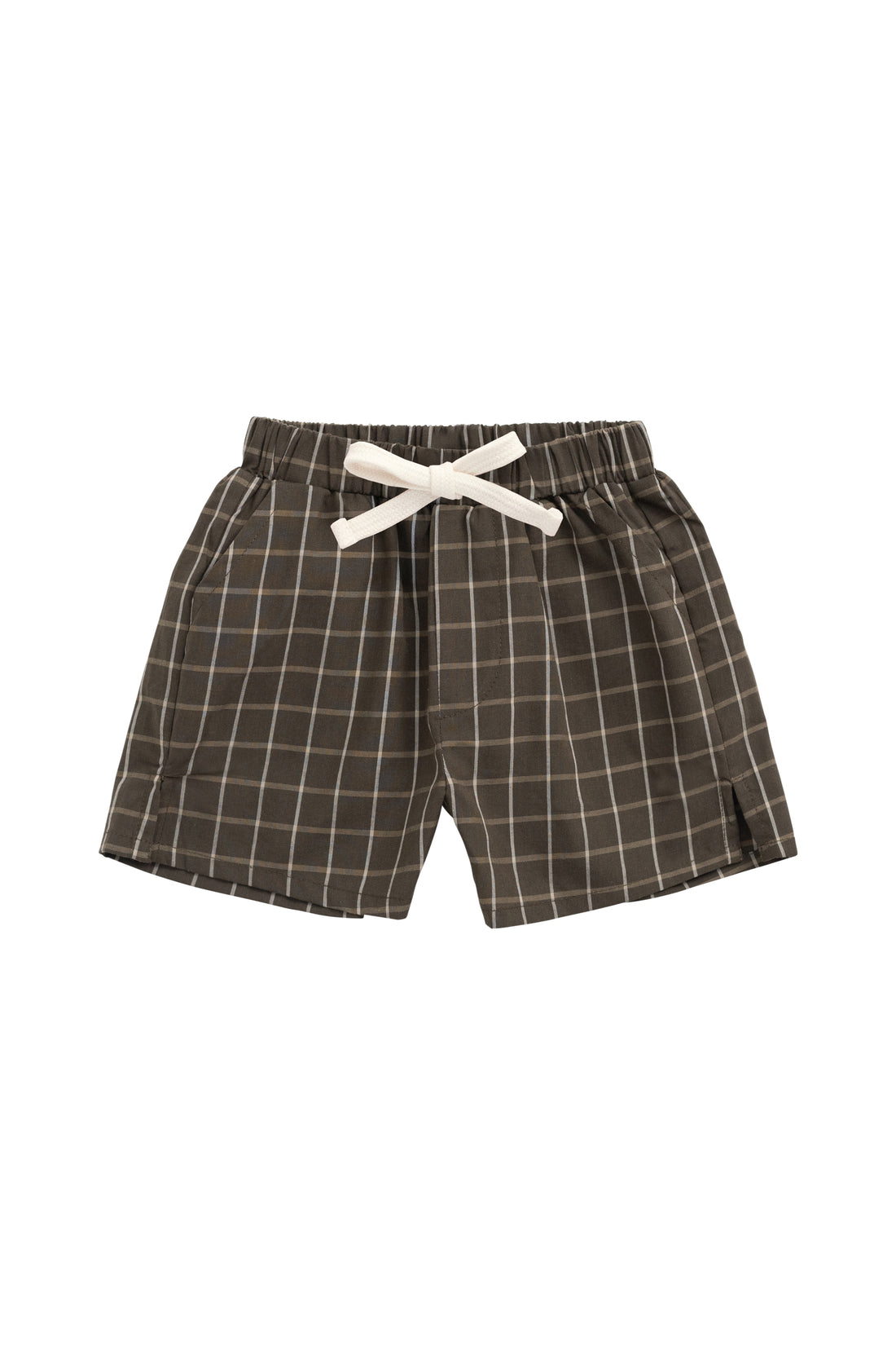 Organic Cotton Silas Short - Variegated Grid Tarmac Childrens Short from Jamie Kay NZ