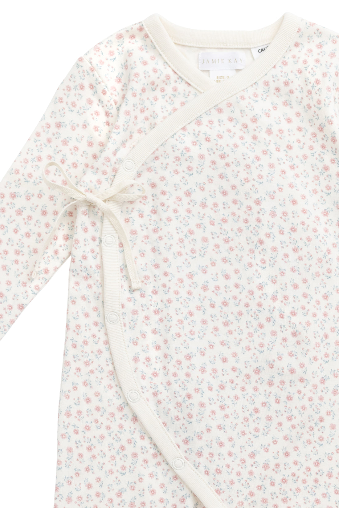 Organic Cotton Wrap Onepiece - Posy Garden Pink Childrens Onepiece from Jamie Kay NZ