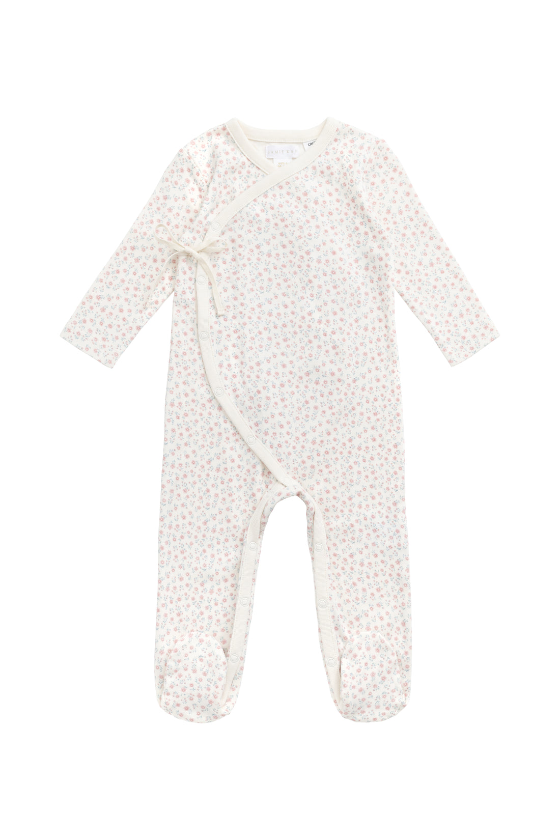 Organic Cotton Wrap Onepiece - Posy Garden Pink Childrens Onepiece from Jamie Kay NZ