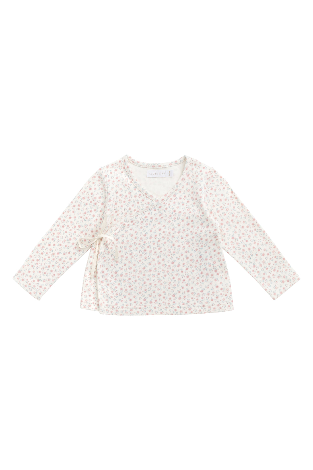 Organic Cotton Wrap Top - Posy Garden Pink Childrens Top from Jamie Kay NZ