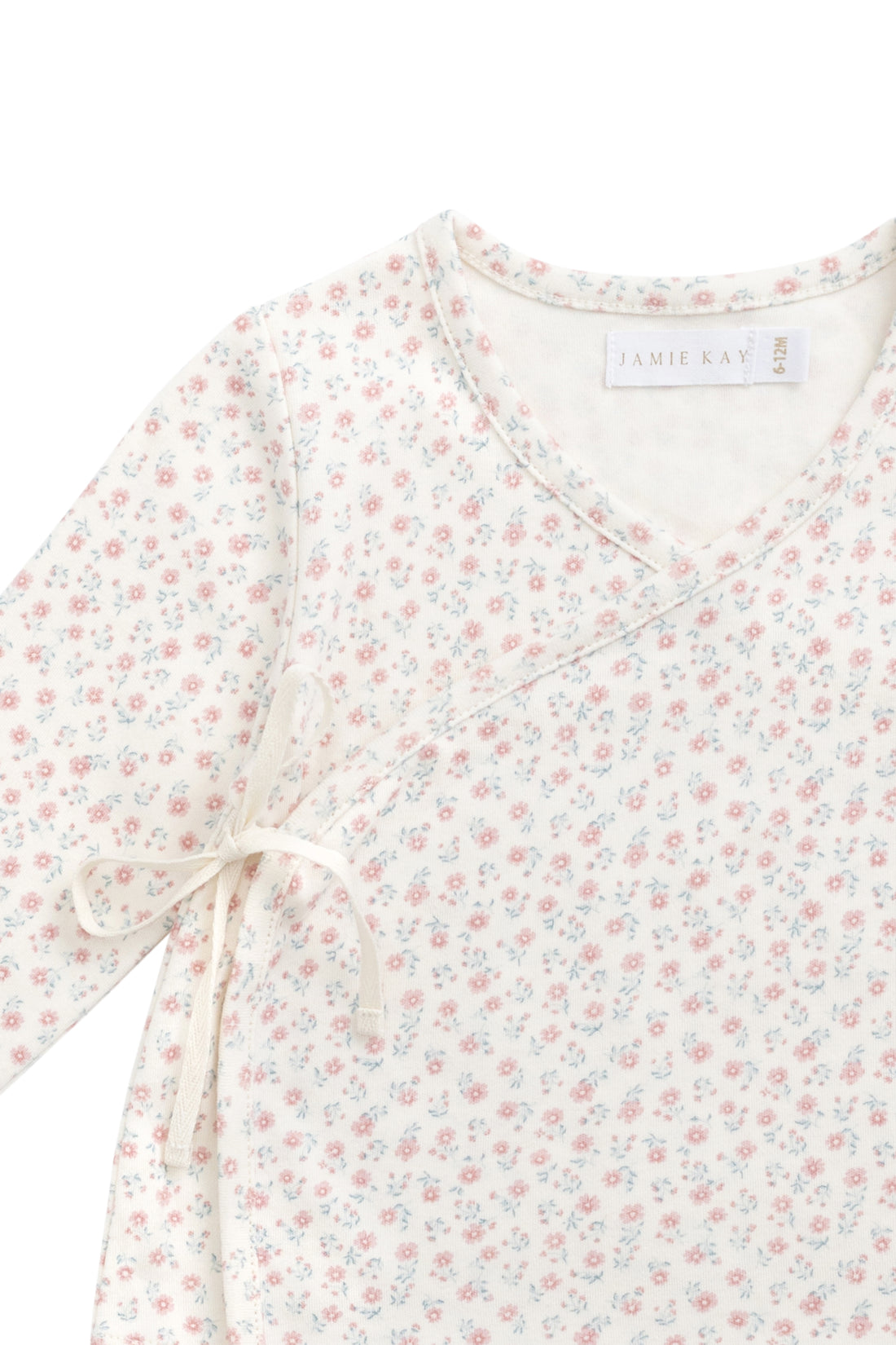 Organic Cotton Wrap Top - Posy Garden Pink Childrens Top from Jamie Kay NZ