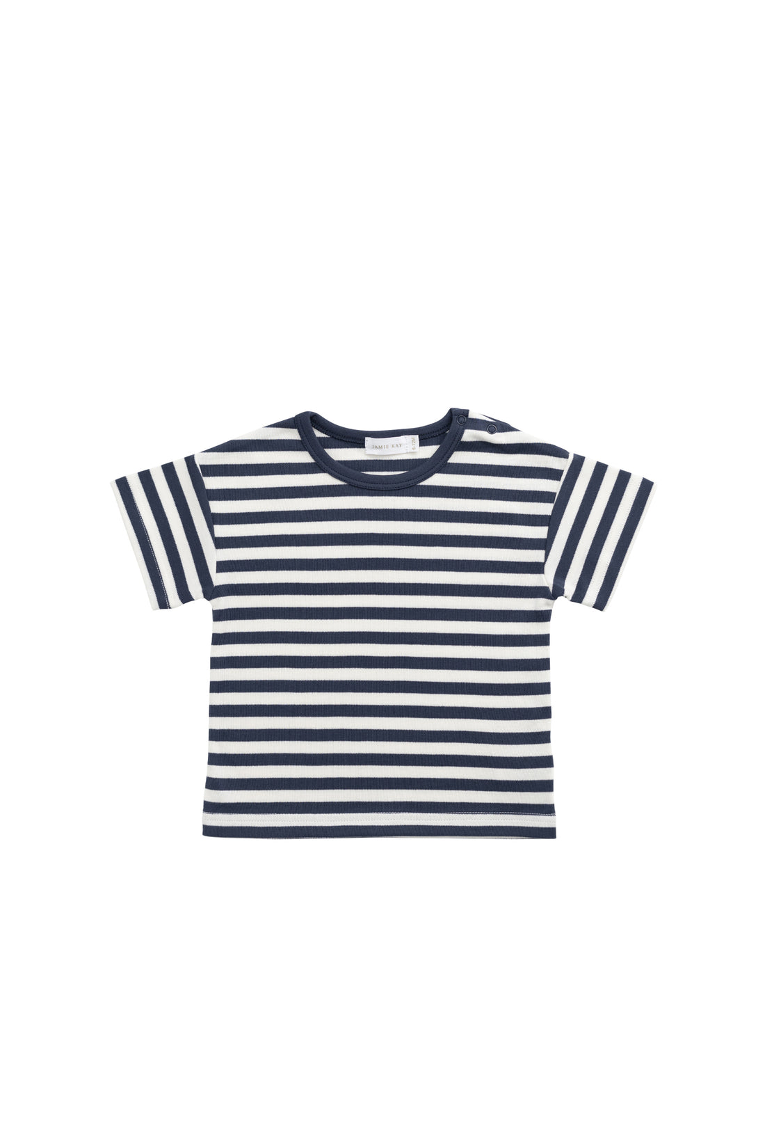 Pima Cotton Hunter Tee - Essential Stripe Charter/Cloud Childrens Top from Jamie Kay NZ