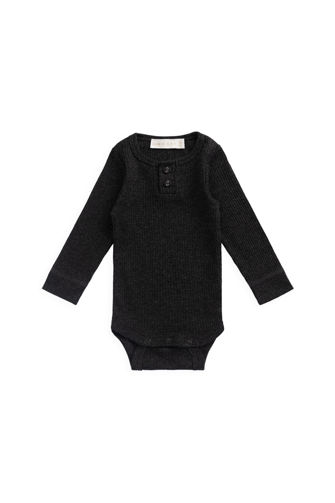 Organic Cotton Modal Long Sleeve Bodysuit - Dark Grey Marle Childrens from Jamie Kay NZ