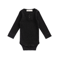 Organic Cotton Modal Long Sleeve Bodysuit - Dark Grey Marle Childrens Bodysuit from Jamie Kay NZ