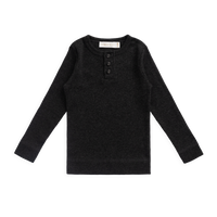 Organic Cotton Modal Long Sleeve Henley - Dark Grey Marle Childrens Top from Jamie Kay NZ