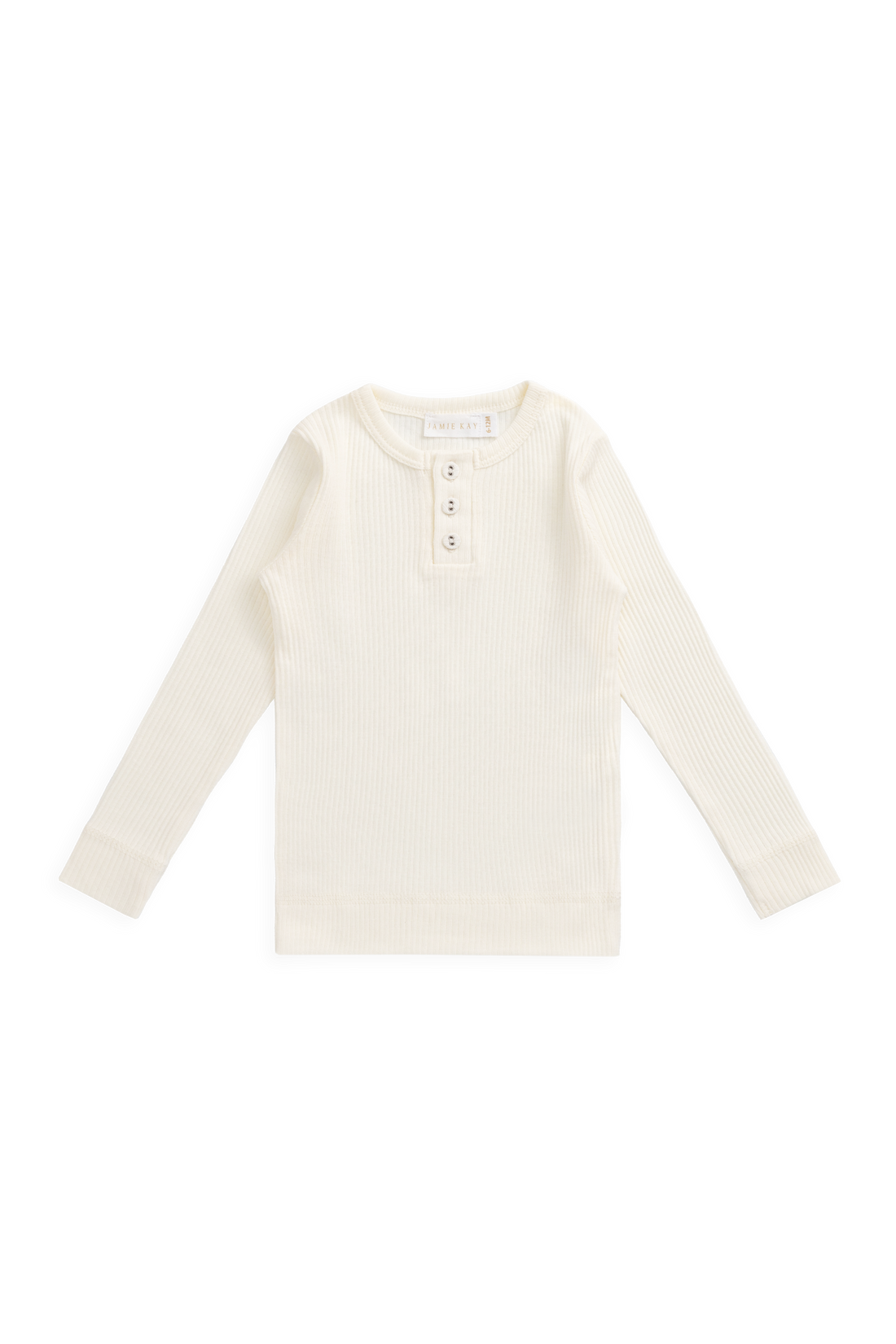 Organic Cotton Modal Long Sleeve Henley - Milk Childrens Top from Jamie Kay NZ