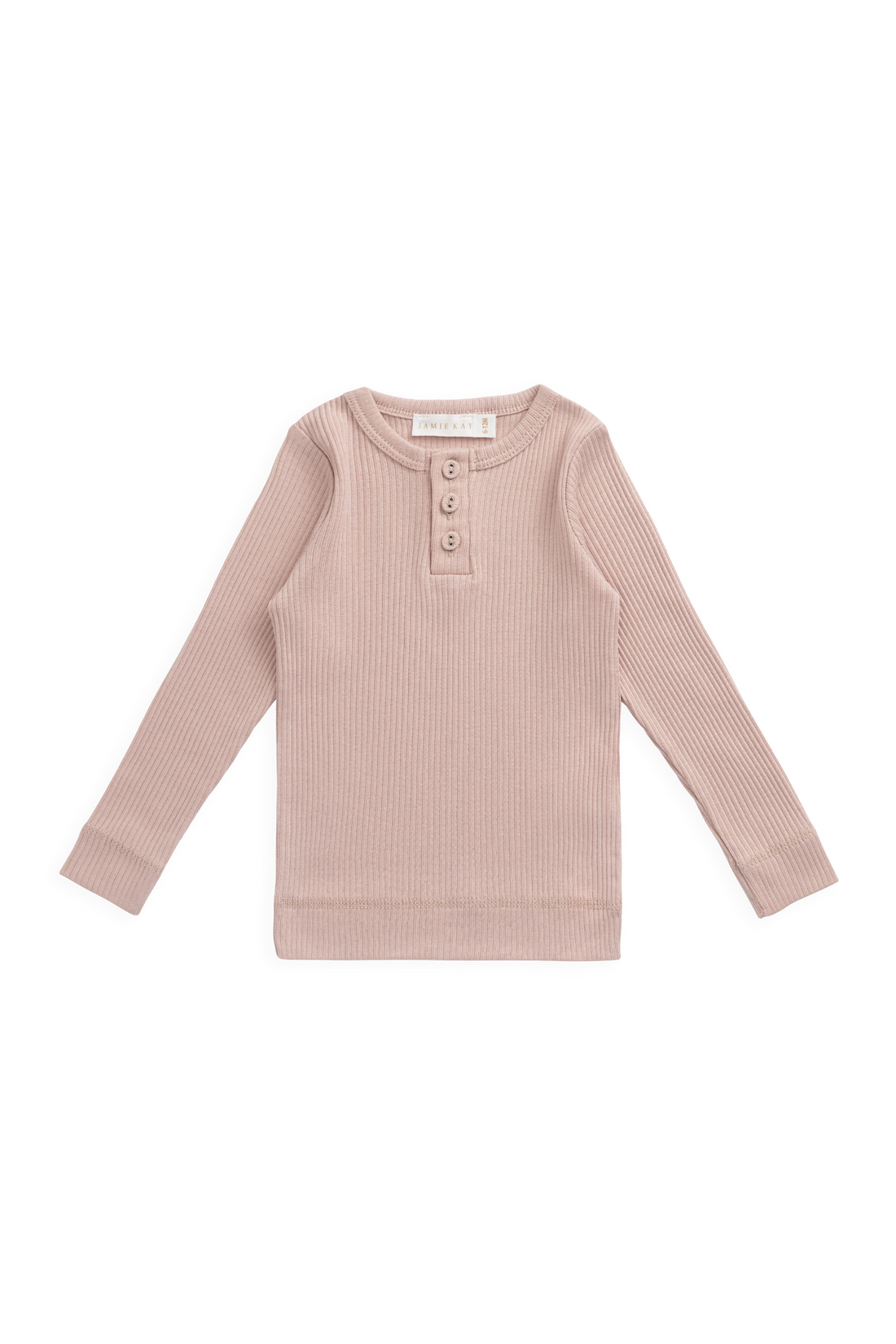 Organic Cotton Modal Long Sleeve Henley - Rose Smoke Childrens from Jamie Kay NZ