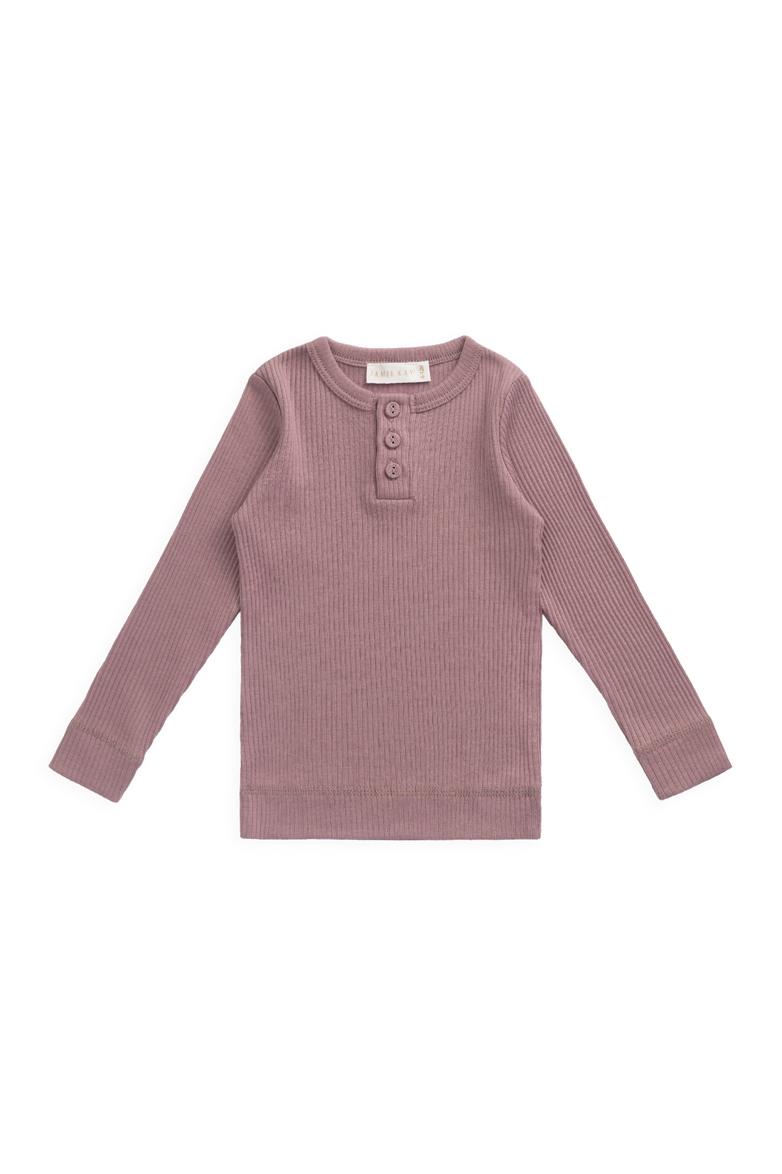 Organic Cotton Modal Long Sleeve Henley - Woodrose Childrens from Jamie Kay NZ