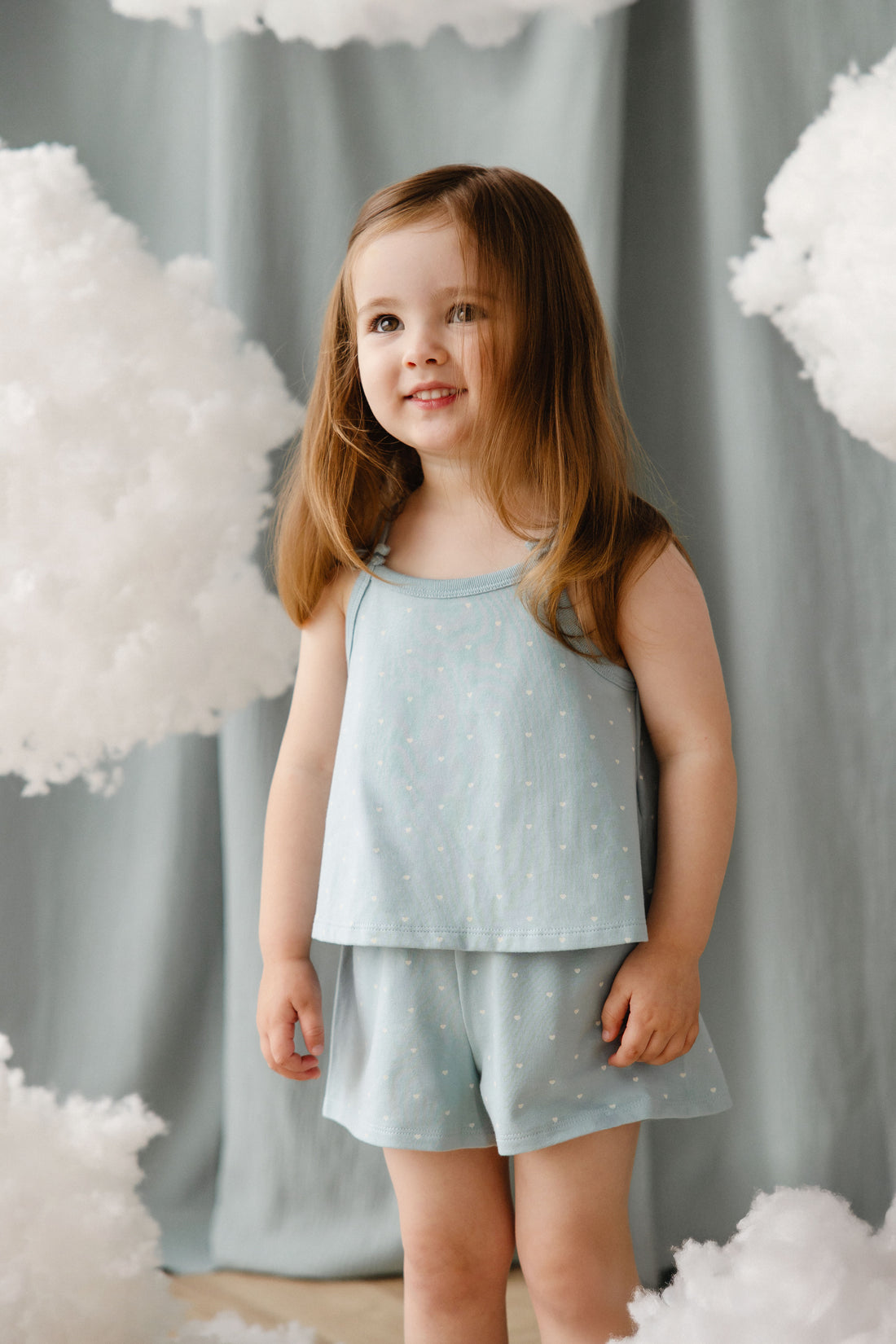 Organic Cotton Jaida Pyjama Singlet Set - Mon Amour Blue Childrens Pyjamas from Jamie Kay NZ