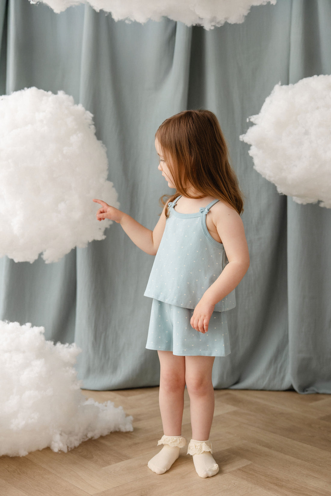 Organic Cotton Jaida Pyjama Singlet Set - Mon Amour Blue Childrens Pyjamas from Jamie Kay NZ
