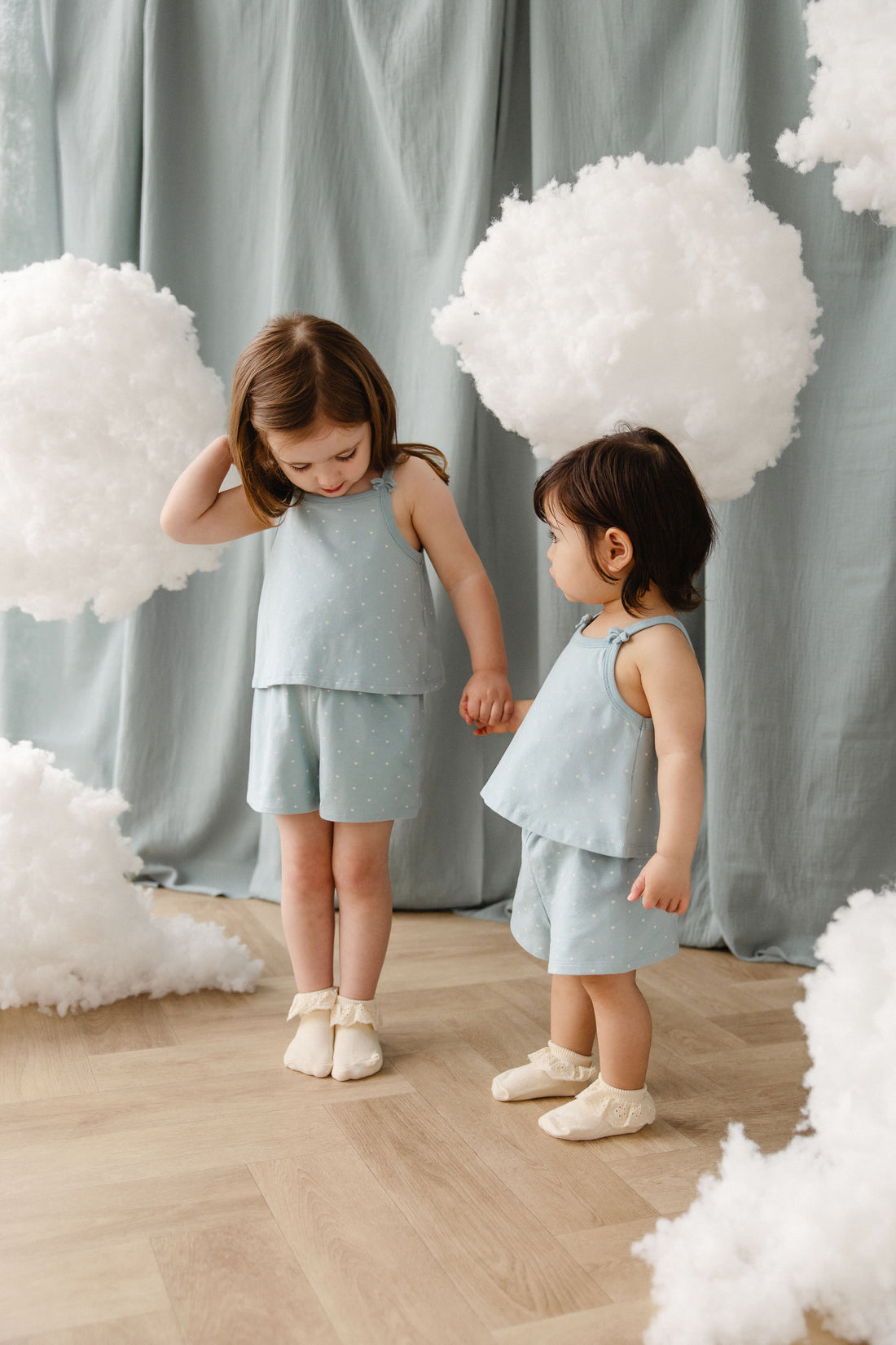 Organic Cotton Jaida Pyjama Singlet Set - Mon Amour Blue Childrens Pyjamas from Jamie Kay NZ