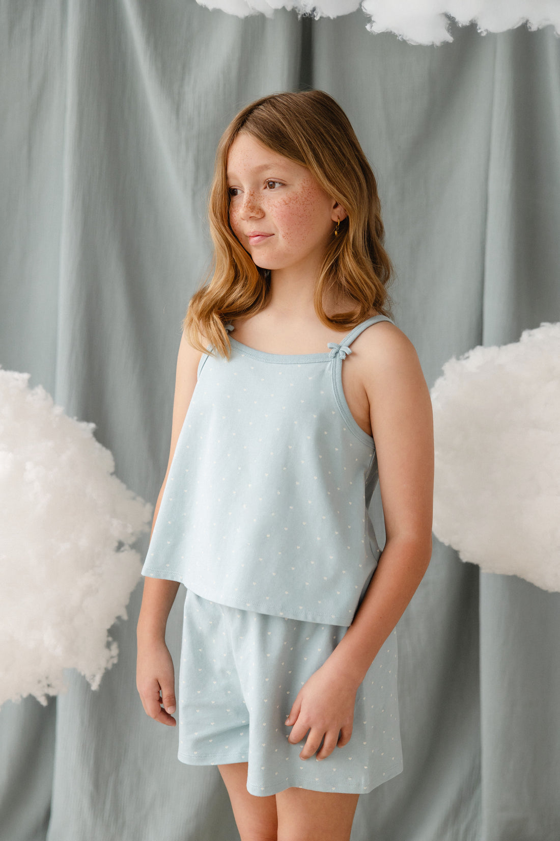 Organic Cotton Jaida Pyjama Singlet Set - Mon Amour Blue Childrens Pyjamas from Jamie Kay NZ