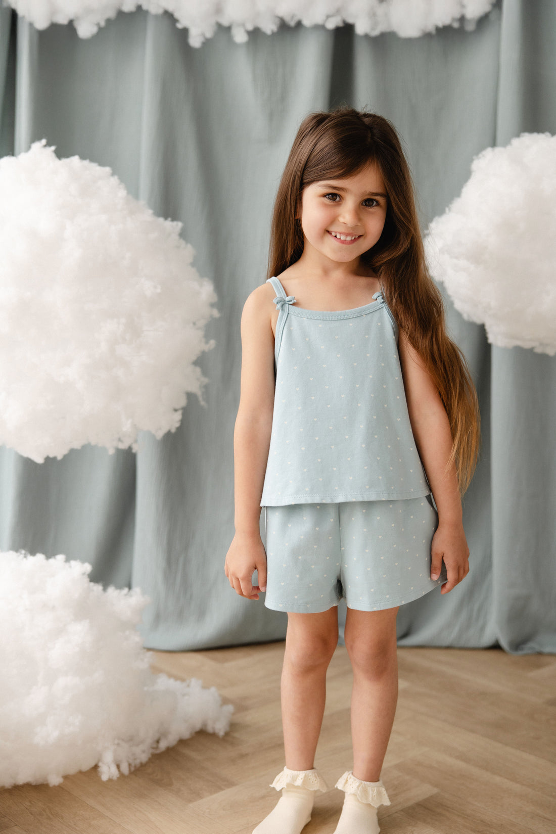 Organic Cotton Jaida Pyjama Singlet Set - Mon Amour Blue Childrens Pyjamas from Jamie Kay NZ