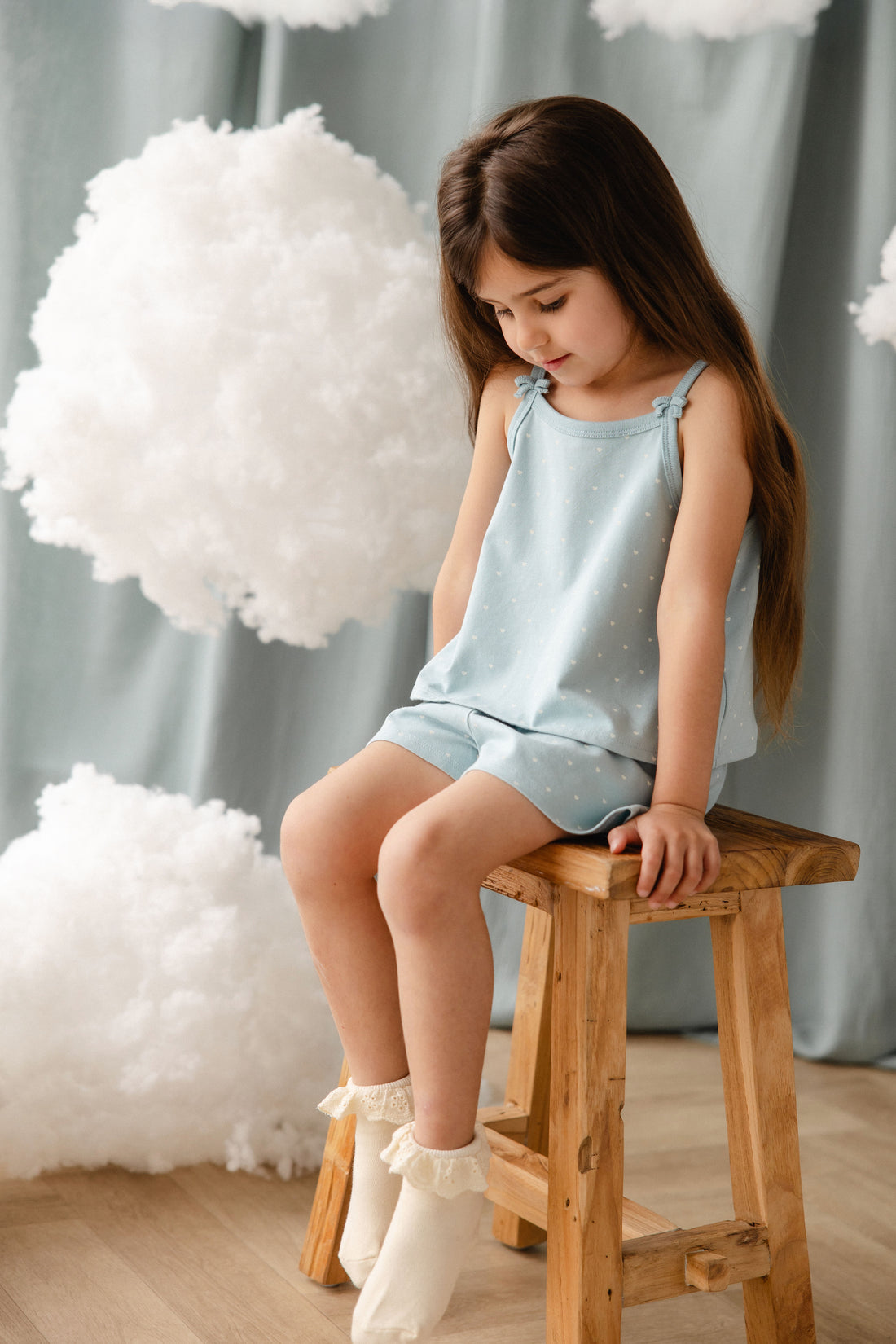 Organic Cotton Jaida Pyjama Singlet Set - Mon Amour Blue Childrens Pyjamas from Jamie Kay NZ