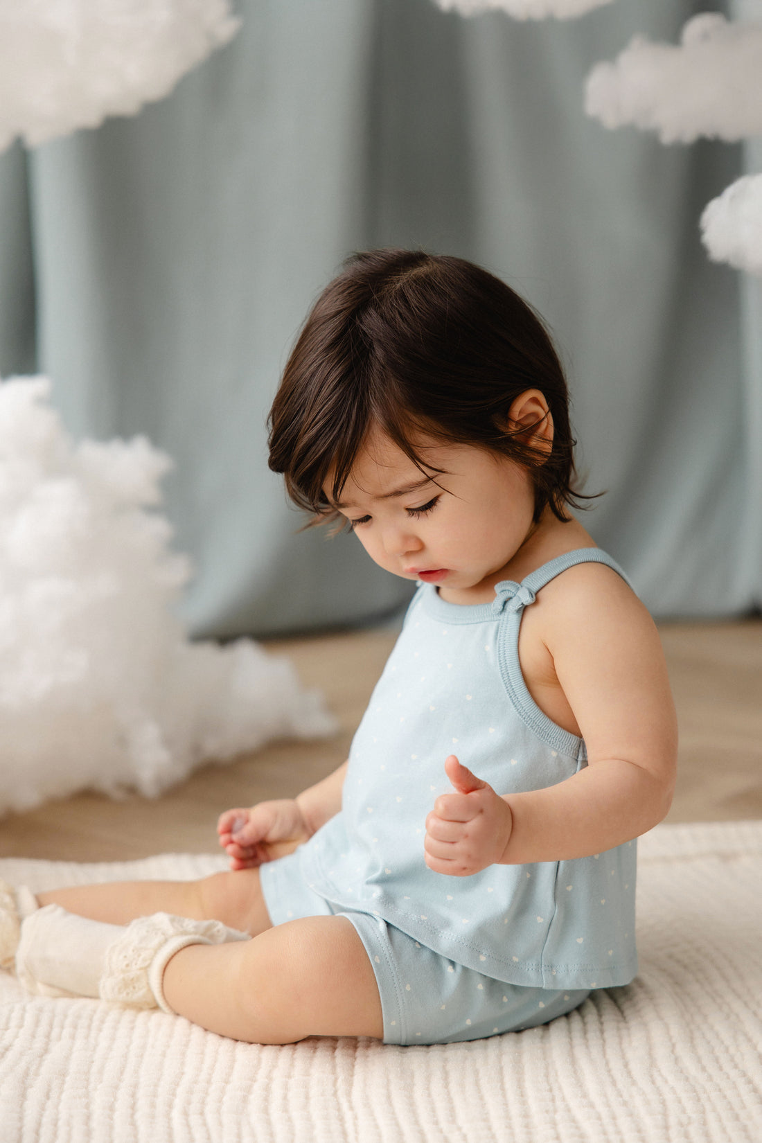 Organic Cotton Jaida Pyjama Singlet Set - Mon Amour Blue Childrens Pyjamas from Jamie Kay NZ
