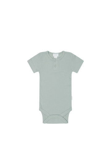 Organic Cotton Modal Darcy Rib Tee Bodysuit - Mineral Childrens Bodysuit from Jamie Kay NZ