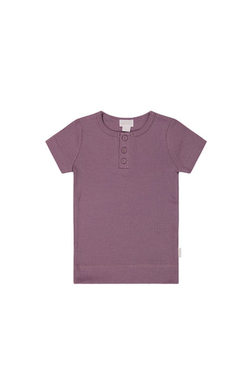 Organic Cotton Modal Henley Tee - Della Childrens Top from Jamie Kay NZ