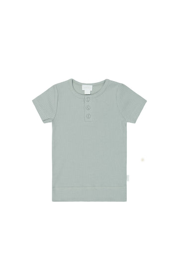 Organic Cotton Modal Henley Tee - Mineral Childrens Top from Jamie Kay NZ