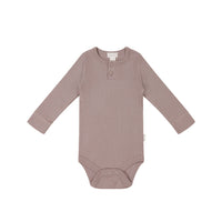 Organic Cotton Modal Long Sleeve Bodysuit - Mauve Shadow Childrens Bodysuit from Jamie Kay NZ