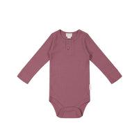 Organic Cotton Modal Long Sleeve Bodysuit - Rosette Childrens Bodysuit from Jamie Kay NZ