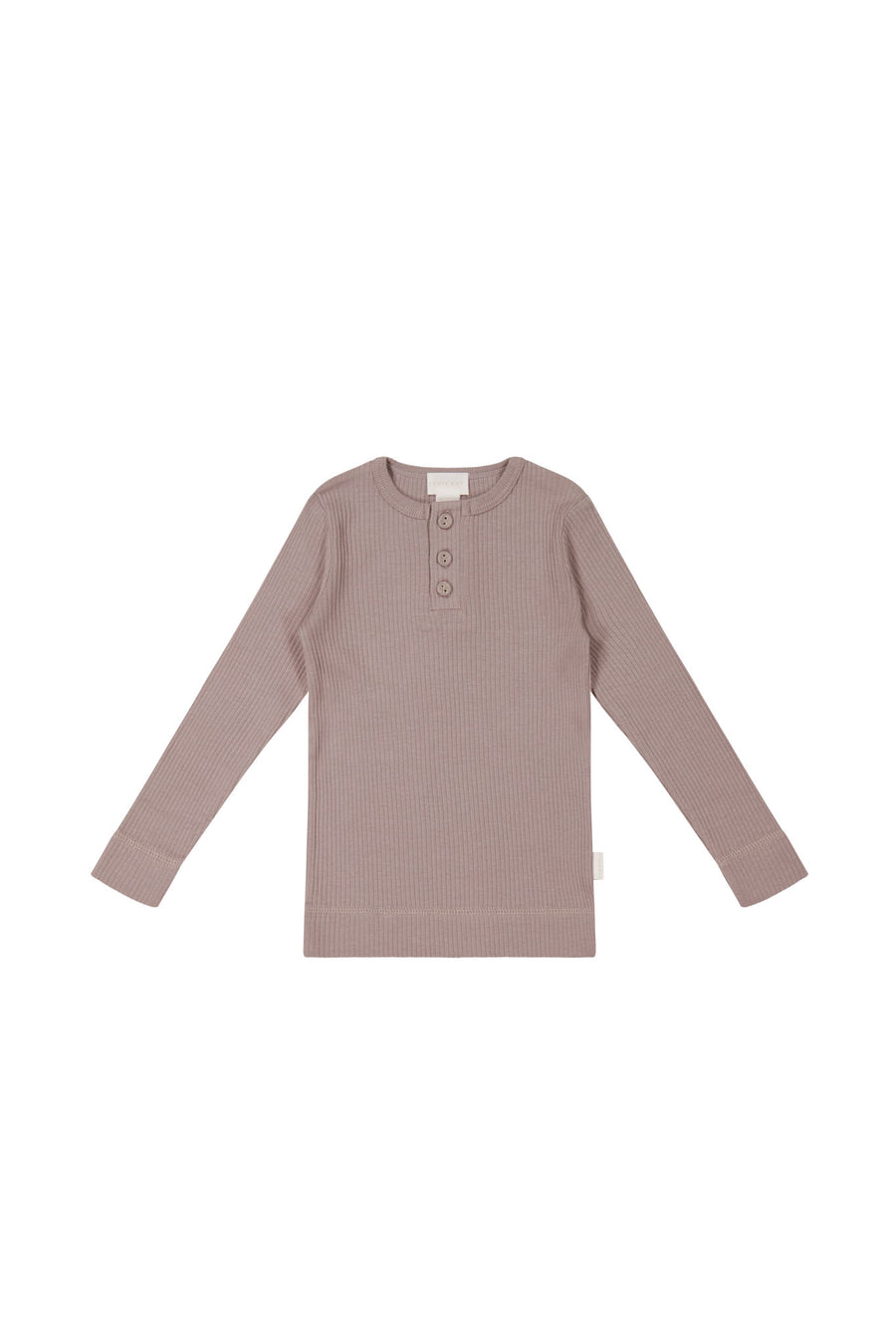 Organic Cotton Modal Long Sleeve Henley - Mauve Shadow Childrens Top from Jamie Kay NZ