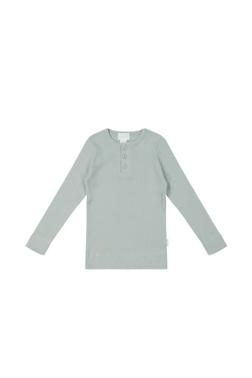 Organic Cotton Modal Long Sleeve Henley - Mineral Childrens Top from Jamie Kay NZ