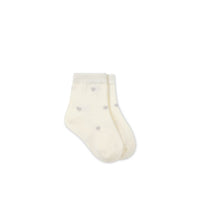 Harlow Sock - Petite Heart Parchment Childrens Sock from Jamie Kay NZ