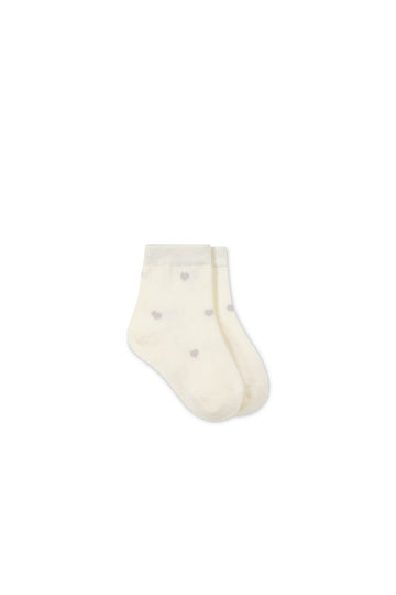 Harlow Sock - Petite Heart Parchment Childrens Sock from Jamie Kay NZ