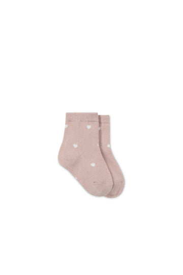 Harlow Sock - Petite Heart Rose Childrens Sock from Jamie Kay NZ