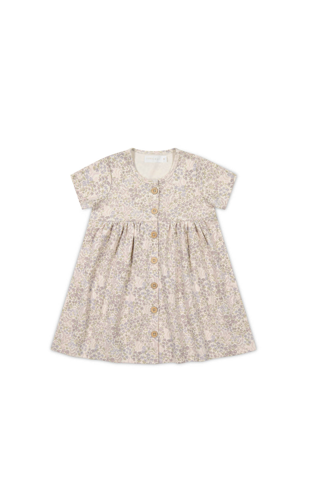Organic Cotton Lola Dress - April Floral Mauve Childrens Dress from Jamie Kay NZ
