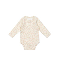 Organic Cotton Long Sleeve Bodysuit - Rosalie Floral Mauve Childrens Bodysuit from Jamie Kay NZ