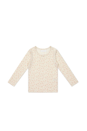 Organic Cotton Long Sleeve Top - Rosalie Floral Mauve Childrens Top from Jamie Kay NZ