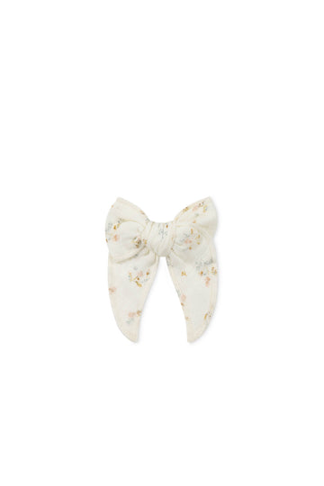 Organic Cotton Muslin Bow - Nina Watercolour Floral Childrens Bow from Jamie Kay NZ