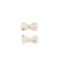 Organic Cotton Bow 2PK - Lauren Floral Tofu Childrens Bow from Jamie Kay NZ