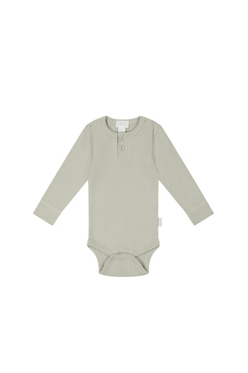 Organic Cotton Fine Rib Long Sleeve Bodysuit - Mist Childrens Bodysuit from Jamie Kay NZ