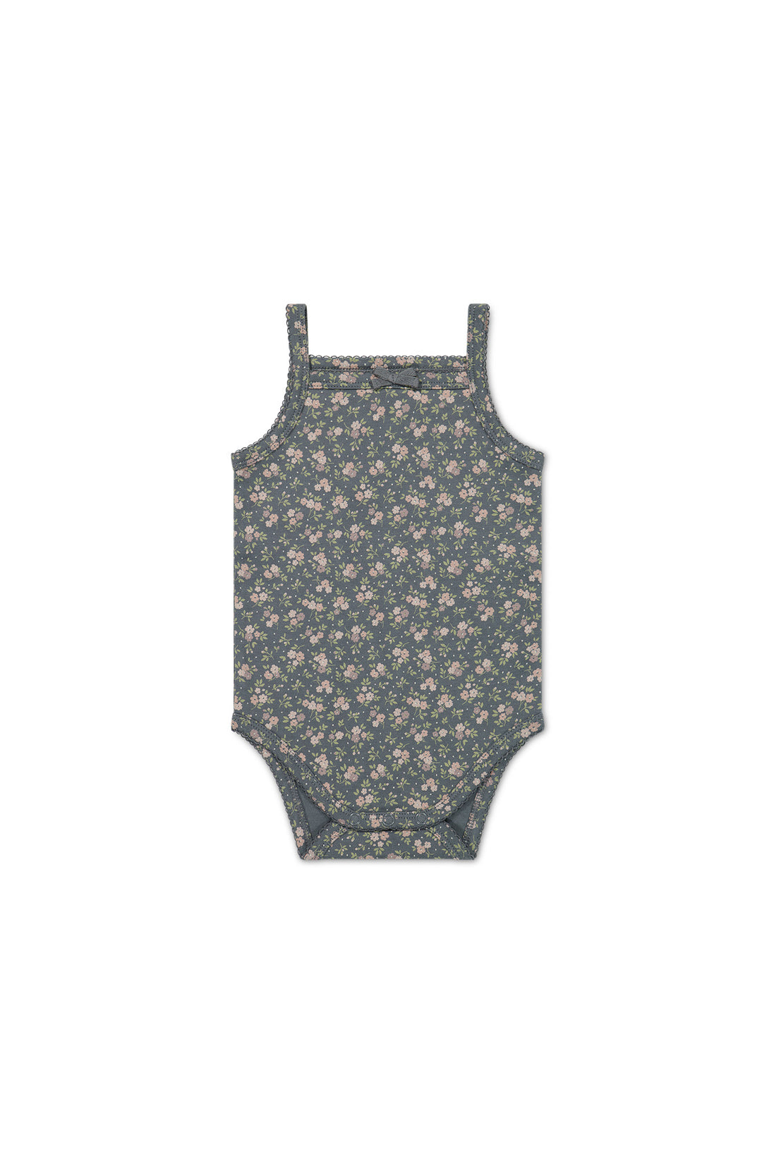 Organic Cotton Bridget Singlet Bodysuit - Rosalie Floral Lava Childrens Singlet Bodysuit from Jamie Kay NZ