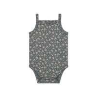 Organic Cotton Bridget Singlet Bodysuit - Rosalie Floral Lava Childrens Singlet Bodysuit from Jamie Kay NZ