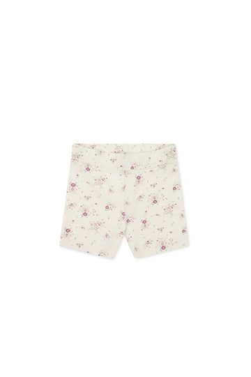 Organic Cotton Everyday Bike Short - Sweet William Floral Natural Childrens Short from Jamie Kay NZ