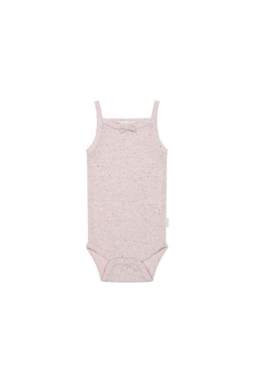 Organic Cotton Fine Rib Singlet Bodysuit - Tulip Fleck Childrens Bodysuit from Jamie Kay NZ