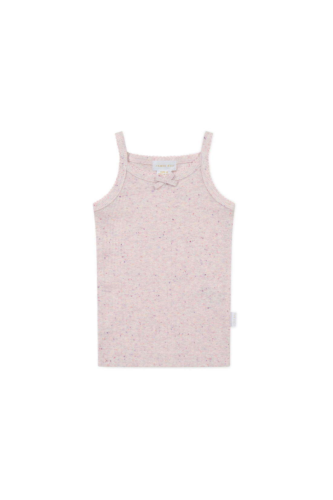 Organic Cotton Fine Rib Singlet - Tulip Fleck Childrens Singlet from Jamie Kay NZ