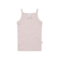 Organic Cotton Fine Rib Singlet - Tulip Fleck Childrens Singlet from Jamie Kay NZ